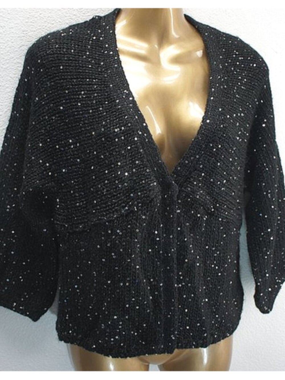 Chico's Black W/Sequins Cardigan Sweater size 0
